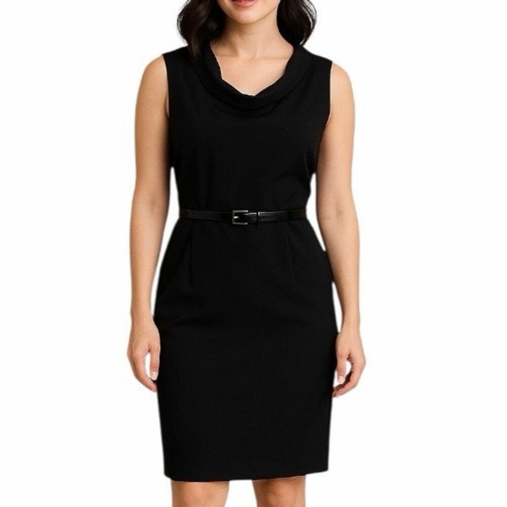 Ann Taylor Women’s Dress Sheath Scoop Neck Sleeveless Pockets Black Size 12P